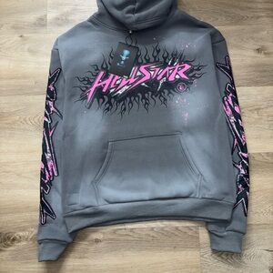 Hellstar Gray and Pink Hoodie